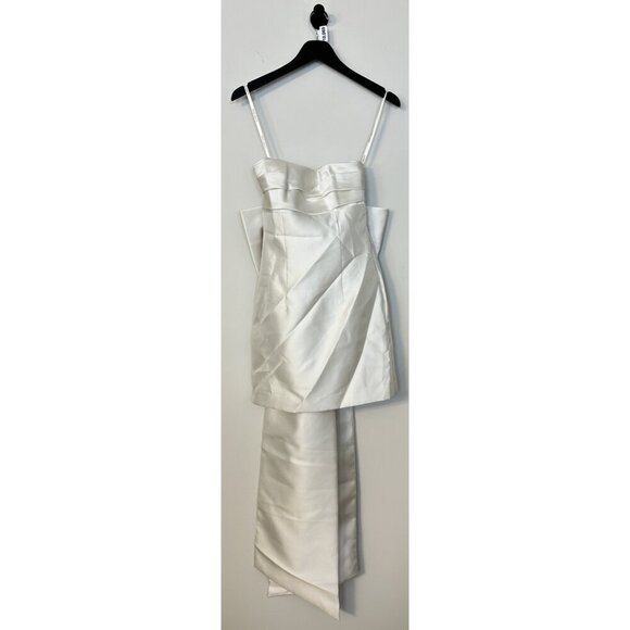 ALFRED SUNG Oversize Bow Back Strapless Minidress in Ivory Size US 0 - Picture 5 of 10